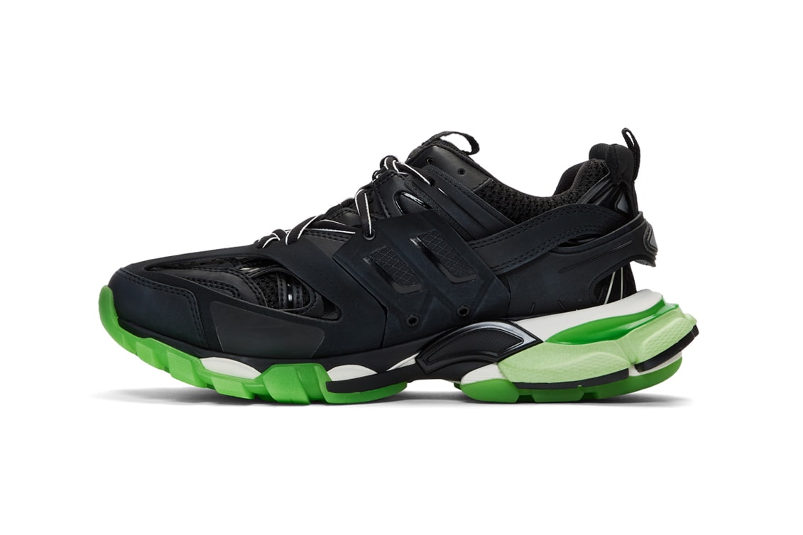 Balenciaga Track Sneaker Black Green Hiking 3M Mesh Faux Leather Rubber Technical Chunky Sole Unit Demna Gvasalia Release Information Drop Date Where to Cop Buy SSENSE