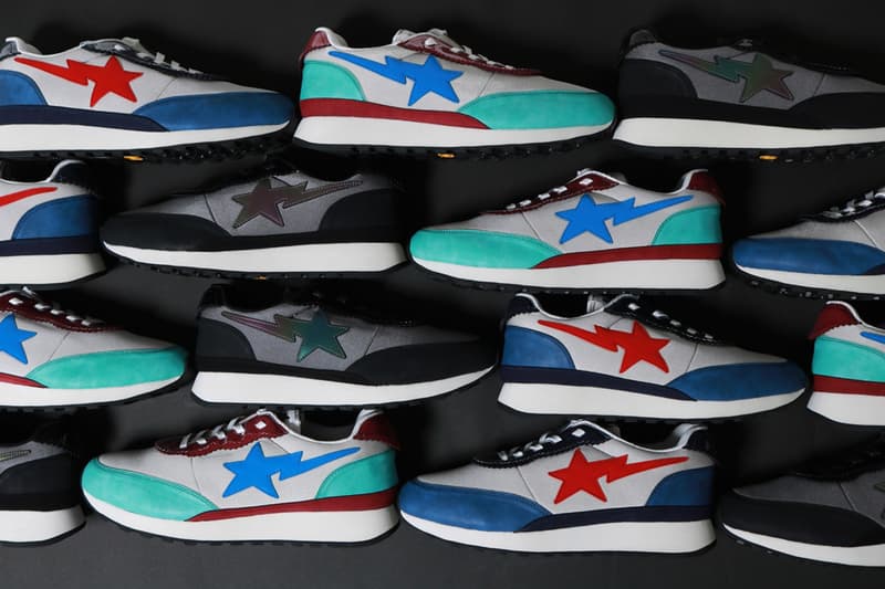 BAPE ROADSTA Express Release a bathing ape footwear jogging shoe blue red white jogging shoe runner sta motif