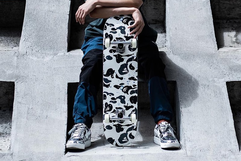 BAPE Space CAMO Skateboards Release Info black white skate decks skateboarding accessories a bathing ape ape head nigo