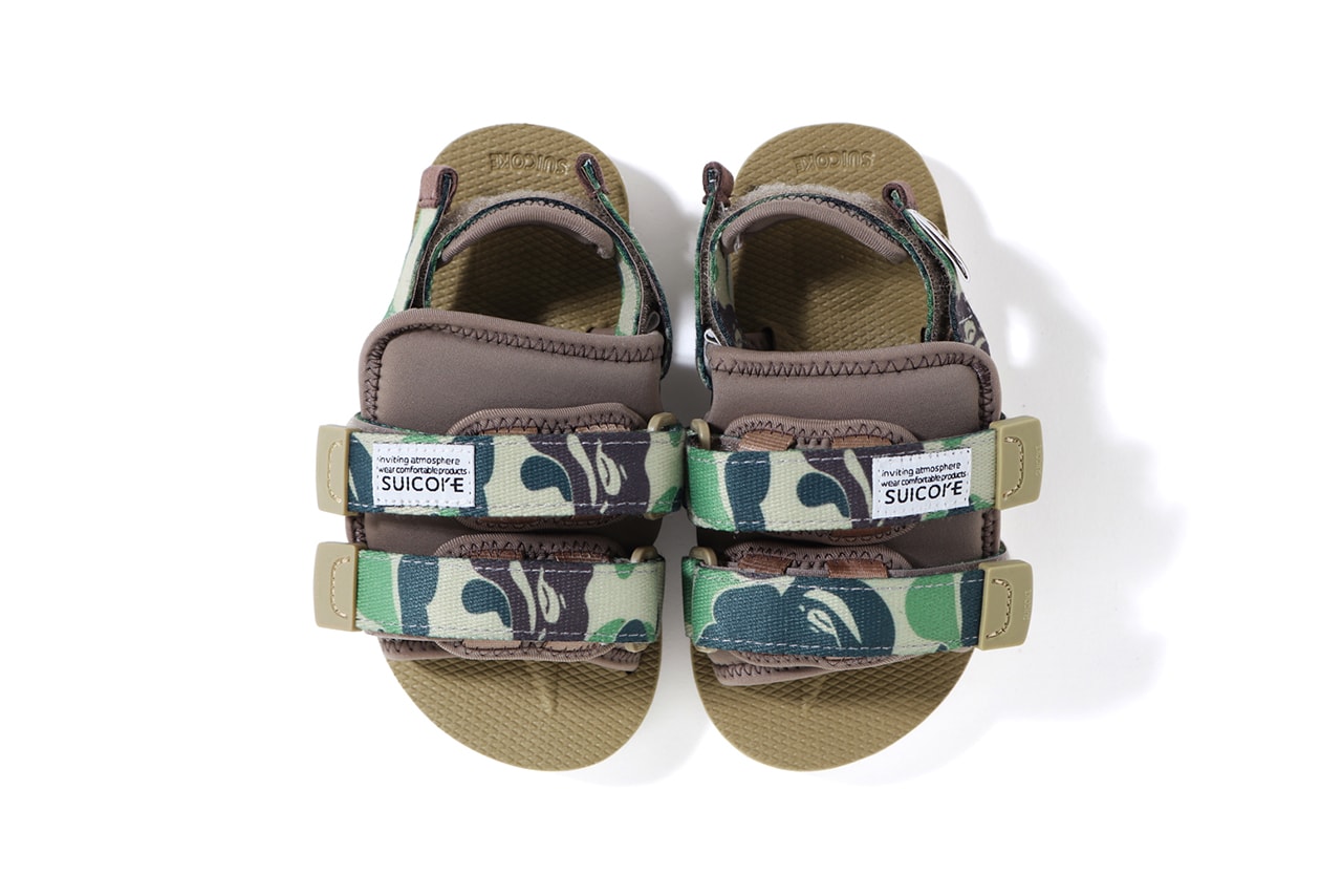 BAPE x Suicoke DAO and MOTO-2 Sandals Western Drop north america kith haven web store may 18 2019 date info release colorways black white red first camouflage ape head