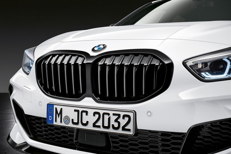 2019 BMW 1 Series M Performance Options parts automotive sports cars racing aerodynamic and exterior components Frozen Black lettering diffuser carbon fibre kidney grille exhaust front splitter spoiler aero flicks BMW M GmbH 