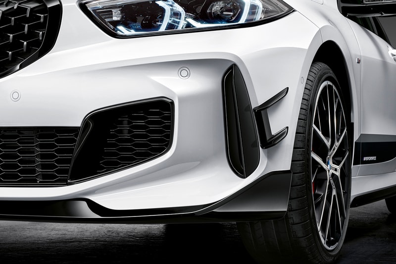 2019 BMW 1 Series M Performance Options parts automotive sports cars racing aerodynamic and exterior components Frozen Black lettering diffuser carbon fibre kidney grille exhaust front splitter spoiler aero flicks BMW M GmbH 