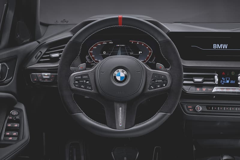 2019 BMW 1 Series M Performance Options parts automotive sports cars racing aerodynamic and exterior components Frozen Black lettering diffuser carbon fibre kidney grille exhaust front splitter spoiler aero flicks BMW M GmbH