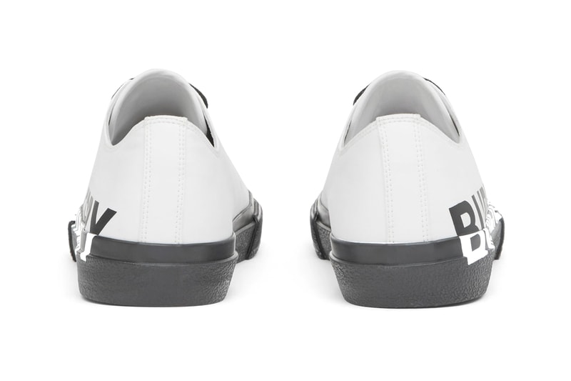 BURBERRY Logo Print Cotton Gabardine Sneakers "Blue overdyed" & "Optic white/black."