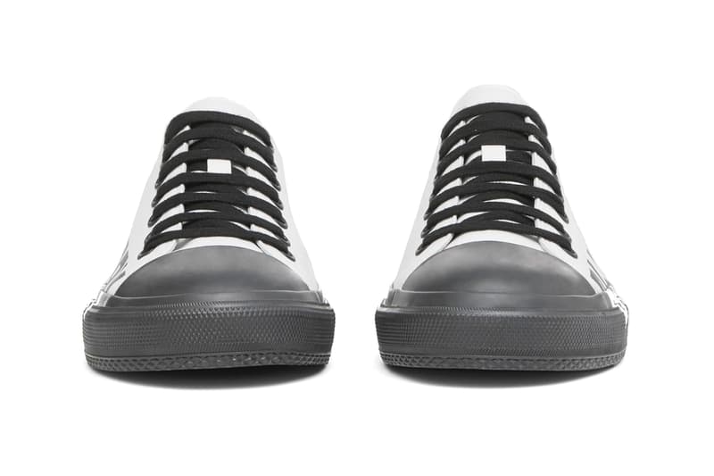 BURBERRY Logo Print Cotton Gabardine Sneakers "Blue overdyed" & "Optic white/black."
