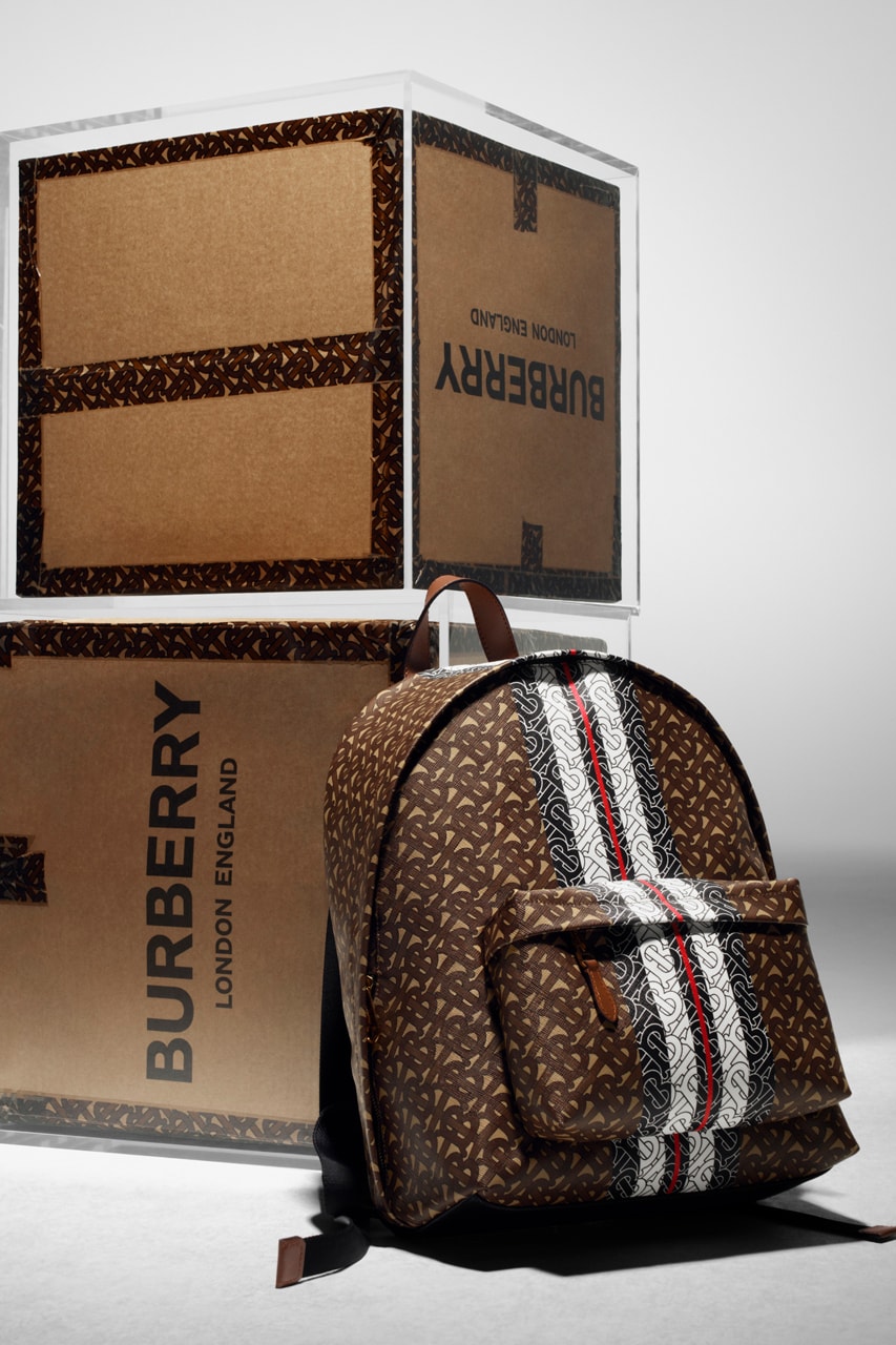 Burberry monogram collection ricardo tisci bags backpack logo sneaker shoe waist fanny bag pack gigi hadid model campaign spring summer 2019