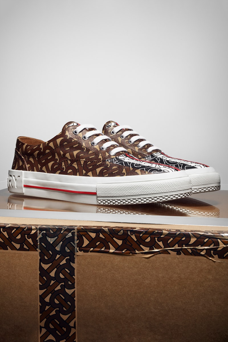Burberry monogram collection ricardo tisci bags backpack logo sneaker shoe waist fanny bag pack gigi hadid model campaign spring summer 2019