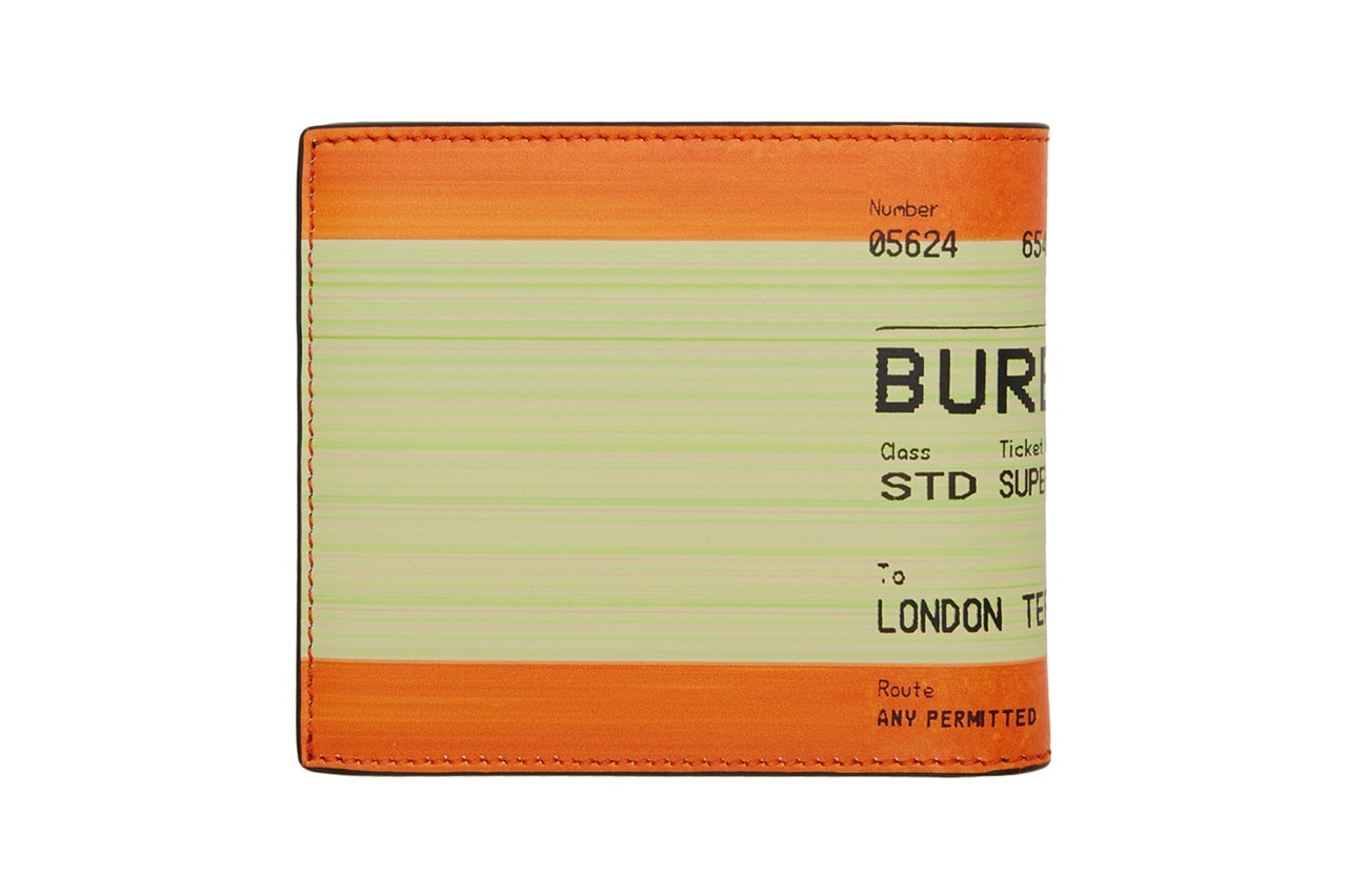 Burberry London UK Rail Ticket Card Print Orange Wallet Cardholder Riccardo Tisci Spring Summer 2019 SS19 Accessories SSENSE Online Transport Graphic 