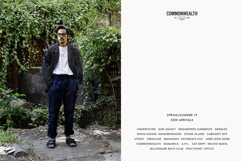 Commonwealth Spring Summer 2019 New Arrivals Editorial Lookbook boutique retailer undercover our legacy noon goons neighborhood engineered garments needles stussy freshjive maharishi nanamica billionaire boys club bbc carhartt wip stone island shadow project aime leon dore saturdays nyc a.p.c. cav empt wack maria polythene* optics old man swag spring/summer 