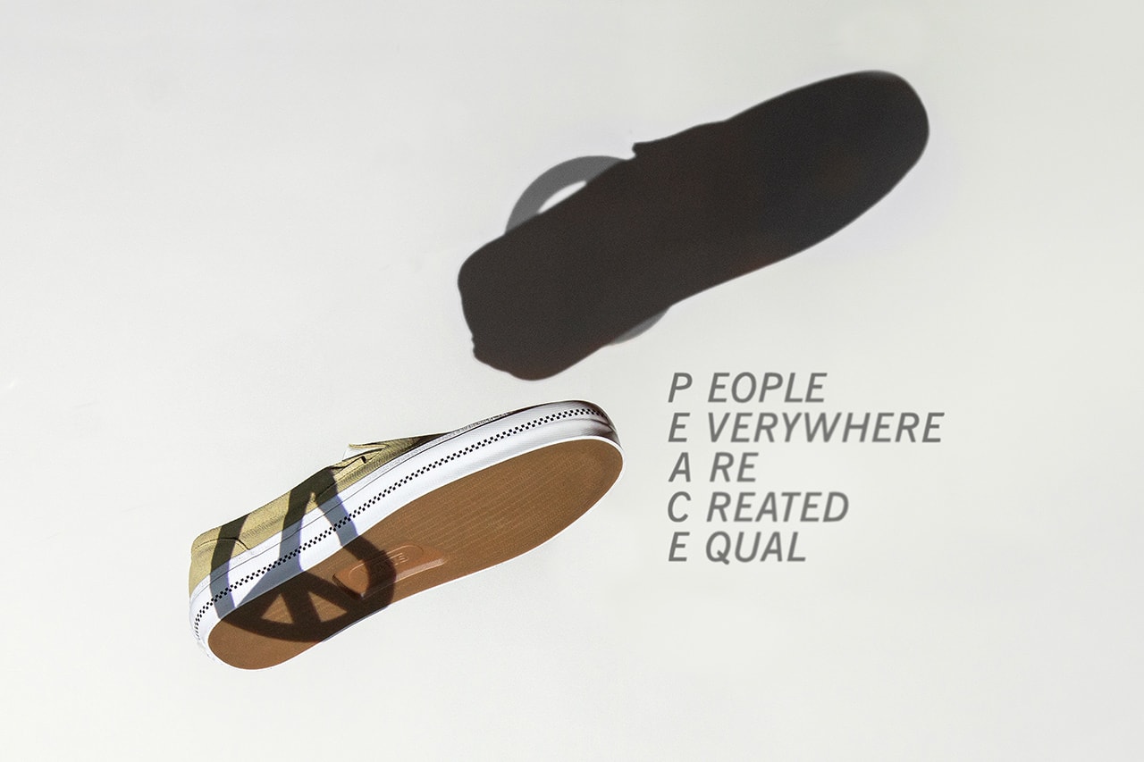 Commonwealth x Vans Collaborative Capsule Release Info Slip on era embossed outsole drop date info release price details Every Generation Needs A New Revolution” suede leather “People Everywhere Are Created Equal” P.E.A.C.E
