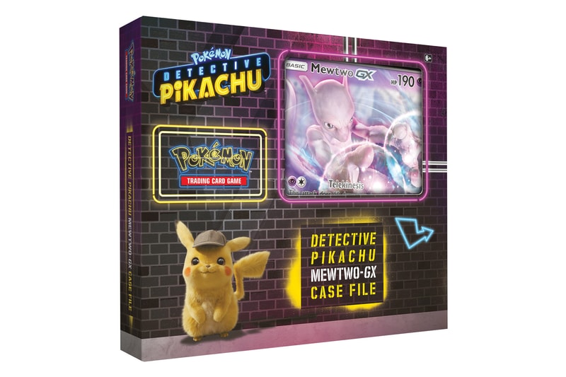 Special 'Detective Pikachu' Merch Release trading cards tees t-shirts pikachu booster packs mewtwo charizard