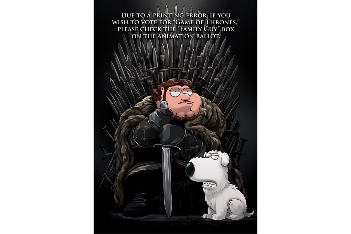 Family Guy Channels Game of Thrones 2019 Emmys Mailer hbo peter griffin jon snow house stark