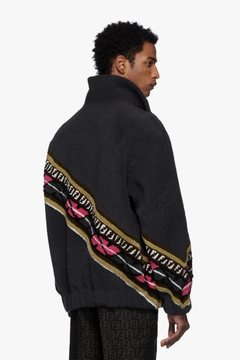Fendi Reversible Grey & Black Shearling FF Jacket Multi-color monogram pattern grained lambskin leather fw19 coat