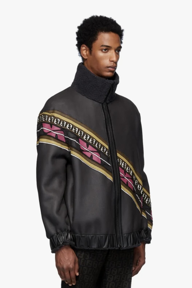 Fendi Reversible Grey & Black Shearling FF Jacket Multi-color monogram pattern grained lambskin leather fw19 coat