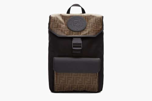 Fendi FF Monogram Black/Brown Leather Backpack