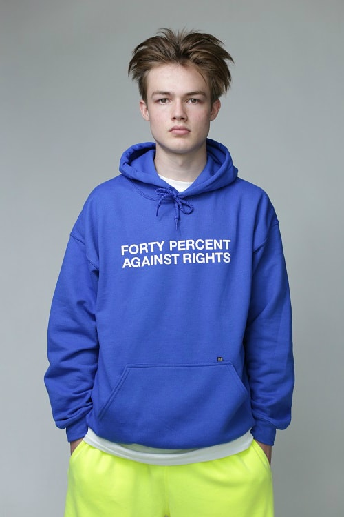 FORTY PERCENT AGAINST RIGHTS Richardson SS19 spring summer 2019 t shirt tees graphic black grey gray blue pink zippered mesh bag 3m white orange buy where to price cost store collab collaboration capsule collection pullover hoodie hooded sweatshirt