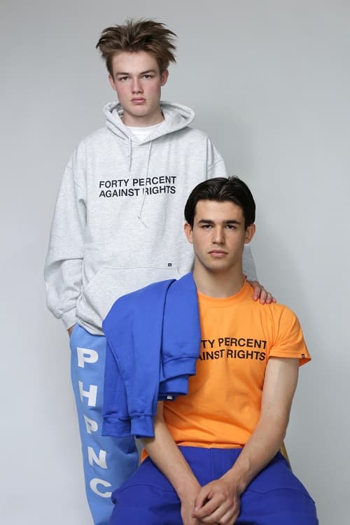 FORTY PERCENT AGAINST RIGHTS Richardson SS19 spring summer 2019 t shirt tees graphic black grey gray blue pink zippered mesh bag 3m white orange buy where to price cost store collab collaboration capsule collection pullover hoodie hooded sweatshirt