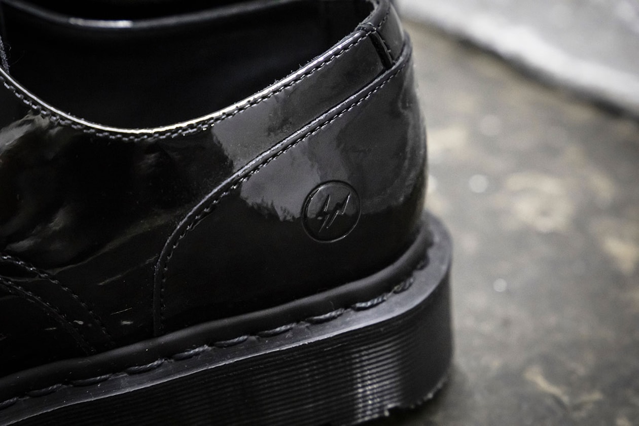 Dr Martens x fragment design Hollingborn Derby Hiroshi Fujiwara Sneaker Footwear Release Patent Leather 1461 Limited Edition Goodhood Raffle Closer Look