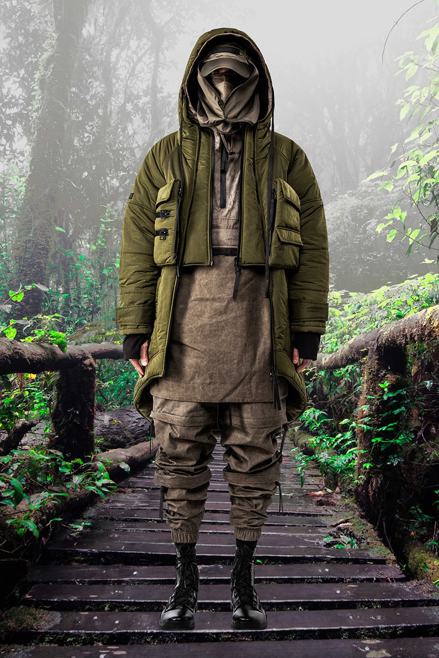 GALL Aeon X Fall Winter 2019 2020 Lookbook Techwear Italian Manufacturing Design Military Influence Collection Oversized Camouflage Black Grey Outerwear Technical
