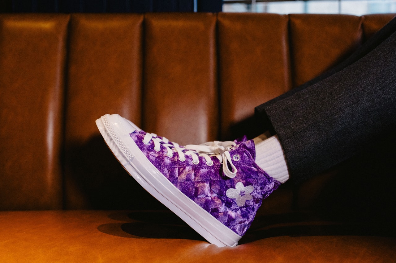 GOLF le FLEUR* x Converse "Quilted Velvet" Pack chuck 70 one star drop release date info may 18 2019 on feet colorways laces