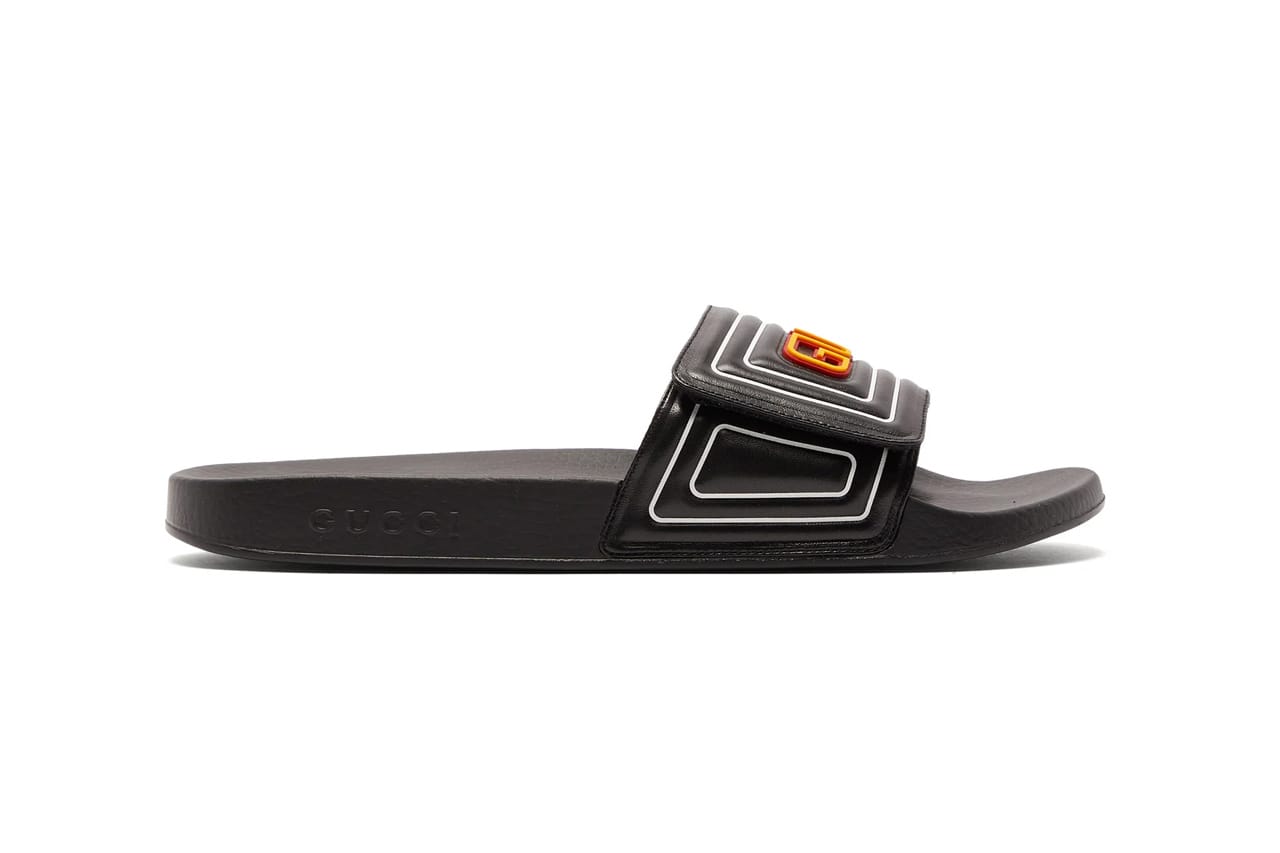gucci logo rubber slide sandal orange