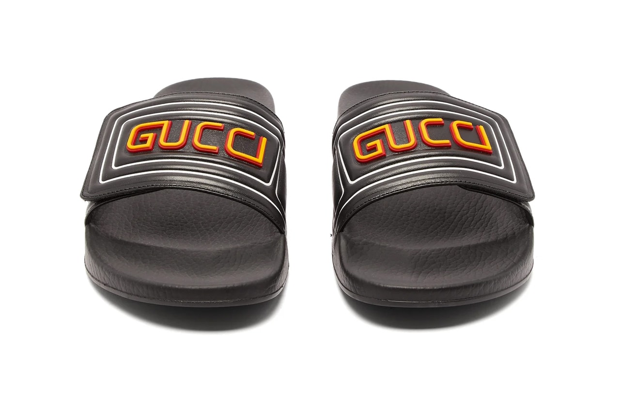 Gucci GG Cut-Out & Logo Leather Rubber Slides Release matchesfashion.com ss19 spring/summer 2019 sandals loungewear embroidered 1284989 1284990 pre-aw 19 f/w 19 autumn winter fall winter