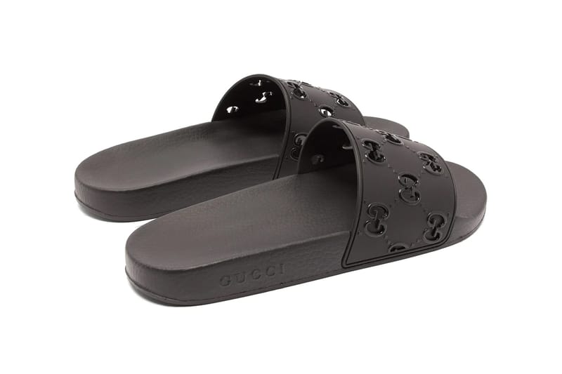 gucci rubber slides black