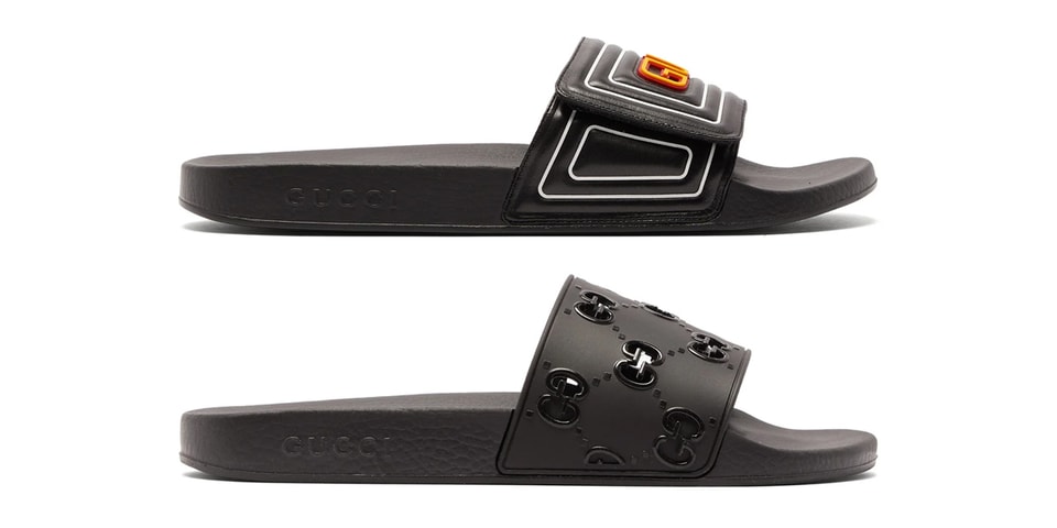 Gucci GG Cut-Out & Logo Leather Rubber Slides Release | Hypebeast