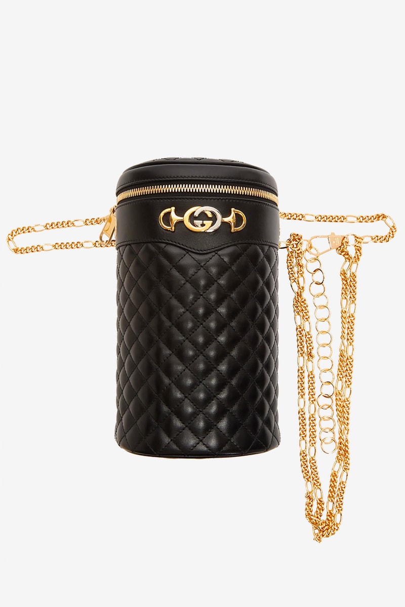 Gucci Quilted Leather Belt Bag Black Gold 