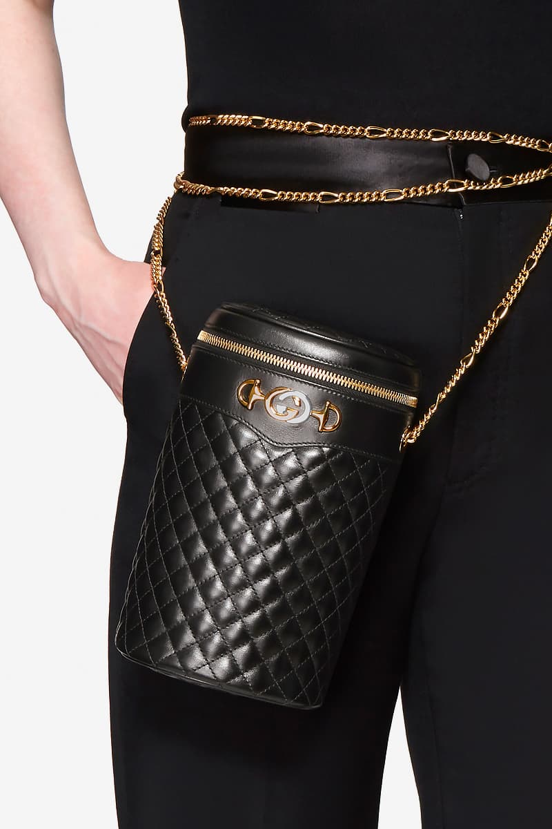 Gucci Quilted Leather Belt Bag Black Gold 