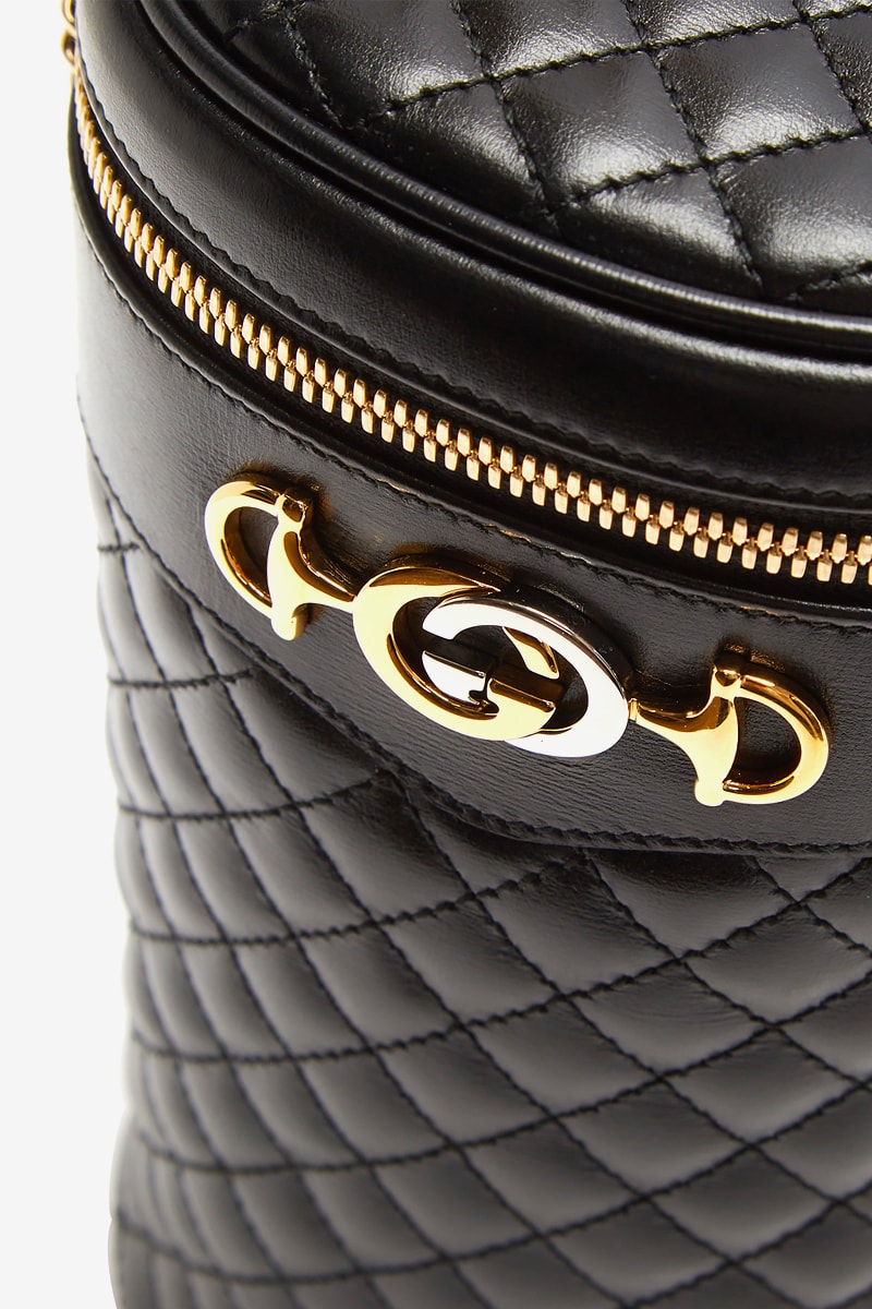 Gucci Quilted Leather Belt Bag Black Gold 