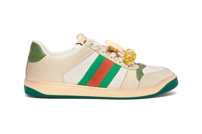 Gucci Screener GG Cherry-Embellished Leather Trainers Release Green Red