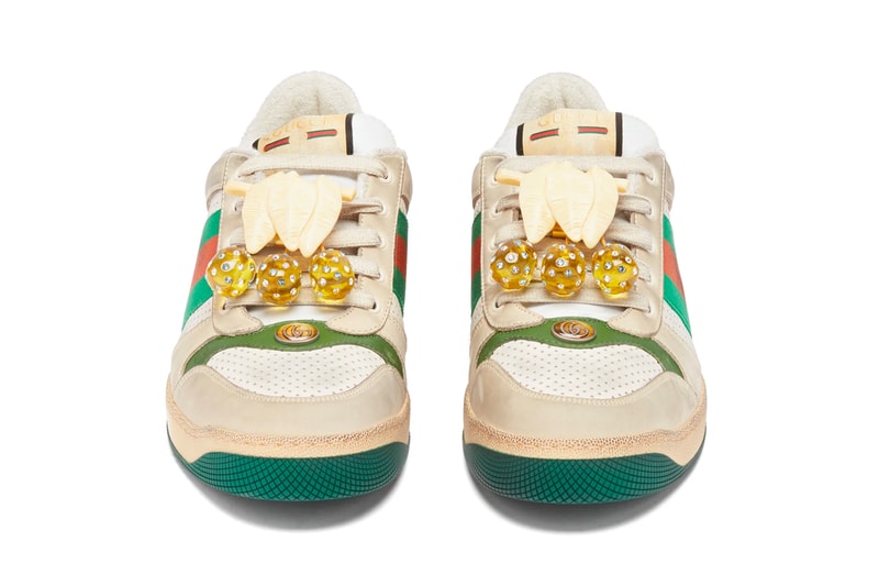 Gucci Screener GG Cherry-Embellished Leather Trainers Release Green Red