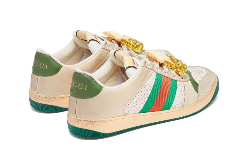 Gucci Screener GG Cherry-Embellished Leather Trainers Release Green Red