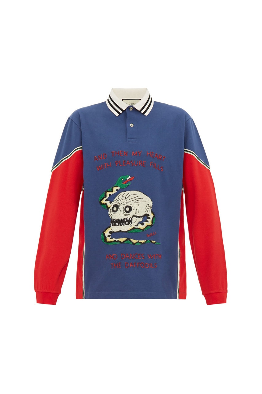 gucci skull snake applique cotton polo shirt spring summer 2019 
