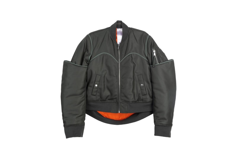 helmut lang four sleeved bomber jacket green nylon spring summer 2019 release 