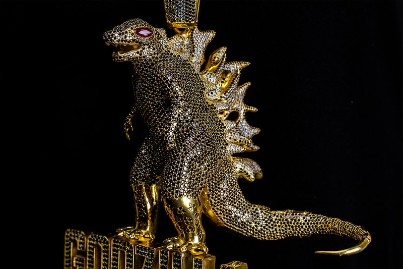 Johnny Dang 'Godzilla: King of the Monsters' Diamond Chain & Pendant bling jewelry iced out warner bros. film movie monsters jewelry gold monster of all chains 