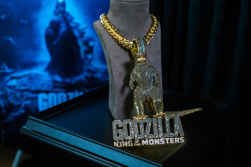 Johnny Dang 'Godzilla: King of the Monsters' Diamond Chain & Pendant bling jewelry iced out warner bros. film movie monsters jewelry gold monster of all chains 