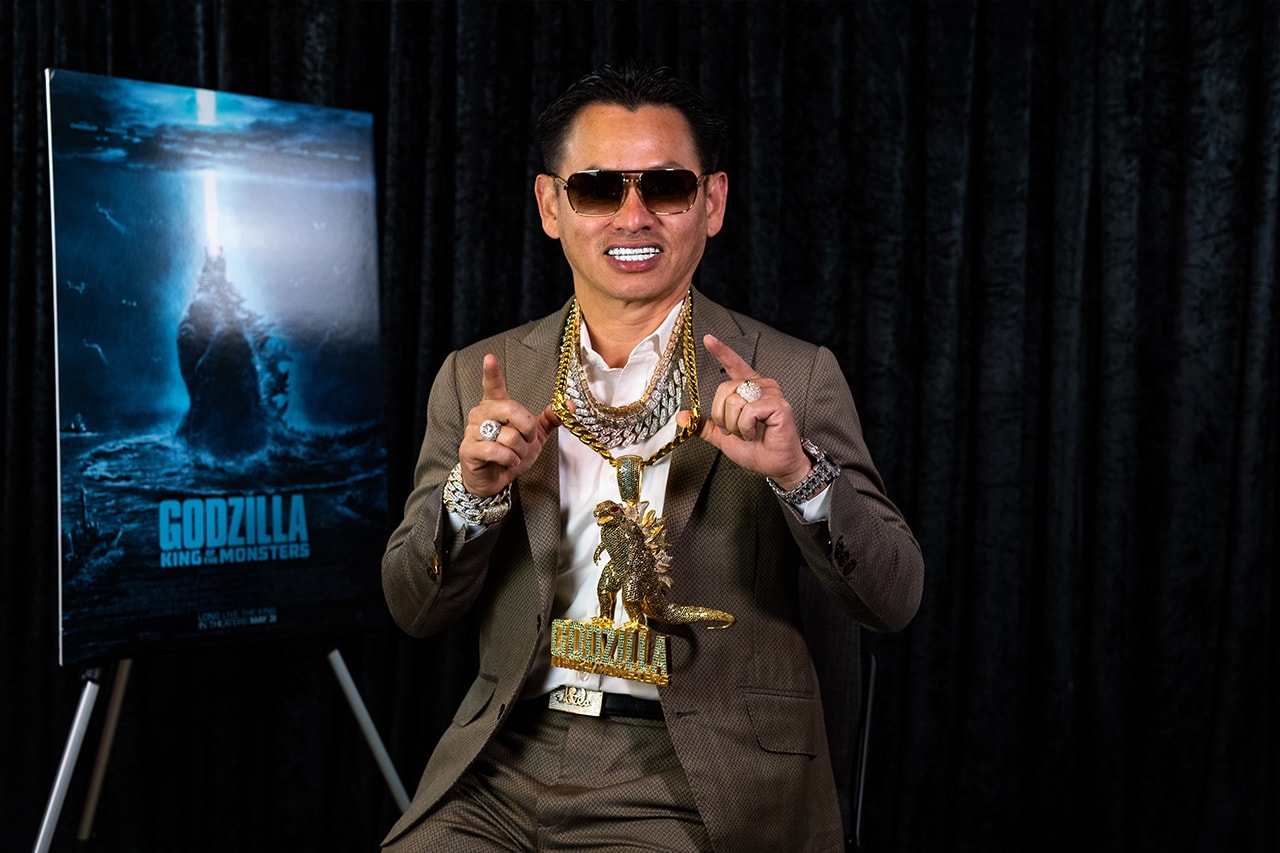 Johnny Dang 'Godzilla: King of the Monsters' Diamond Chain & Pendant bling jewelry iced out warner bros. film movie monsters jewelry gold monster of all chains 