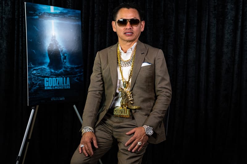 Johnny Dang 'Godzilla: King of the Monsters' Diamond Chain & Pendant bling jewelry iced out warner bros. film movie monsters jewelry gold monster of all chains 