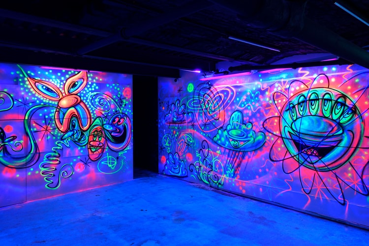Kenny Scharf's "Blue Blood" Exhibit Features a Trippy Black Light Installation