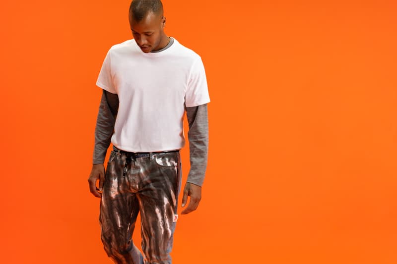 levis heron preston 501 day spring summer 2019 campaign collection release denim jeans hailey baldwin bieber orange tie dye grey black blue