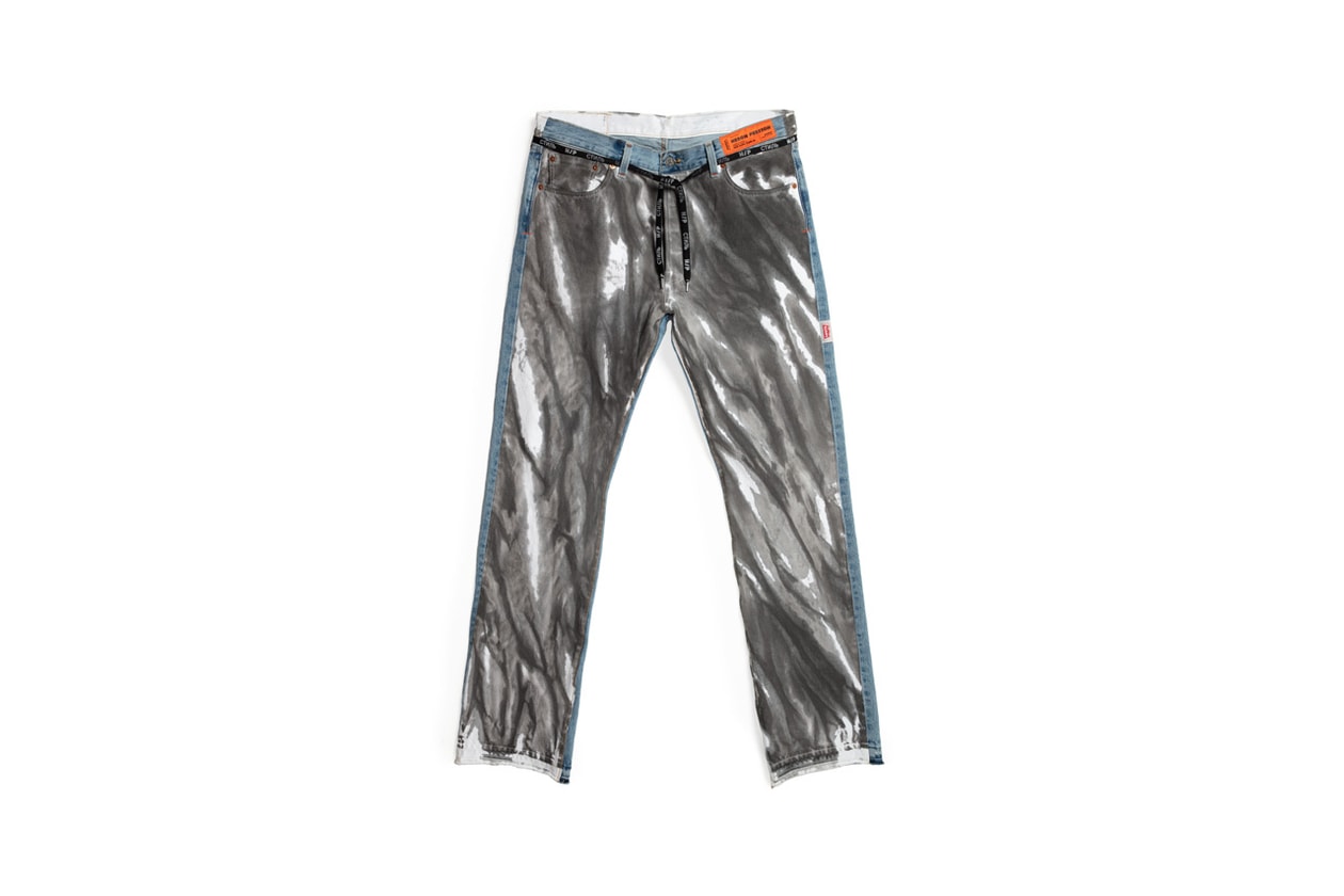 levis heron preston 501 day spring summer 2019 campaign collection release denim jeans hailey baldwin bieber orange tie dye grey black blue