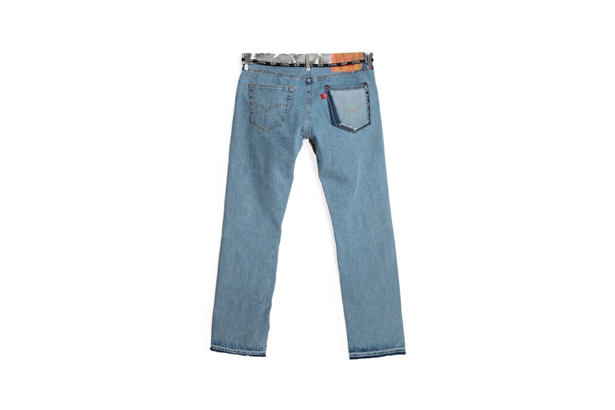 levis heron preston 501 day spring summer 2019 campaign collection release denim jeans hailey baldwin bieber orange tie dye grey black blue