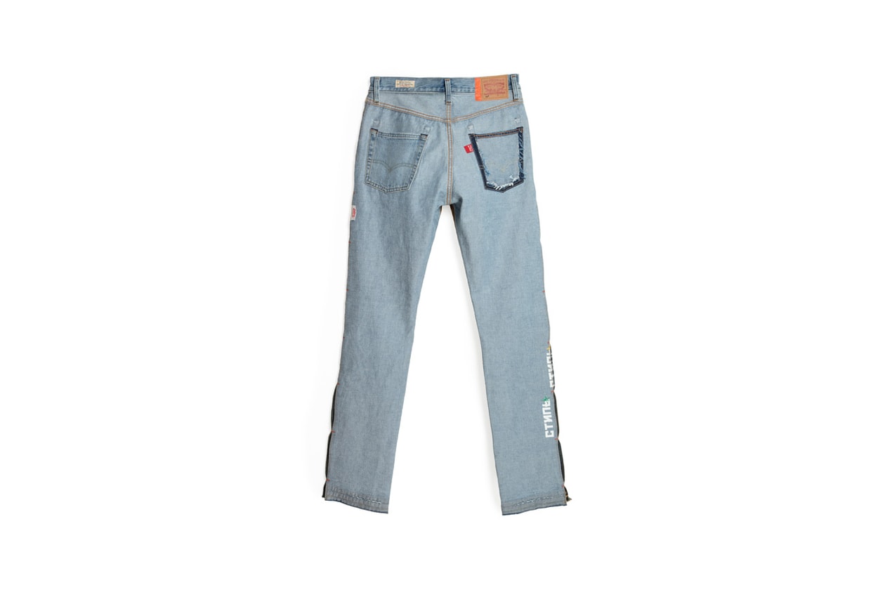 levis heron preston 501 day spring summer 2019 campaign collection release denim jeans hailey baldwin bieber orange tie dye grey black blue