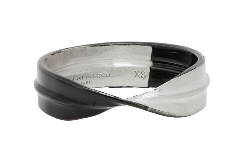 Maison Margiela Antiqued Duo-Toned Jewelry curb-link chains, twisted bangles, signet ring black blue silver made in italy line 11