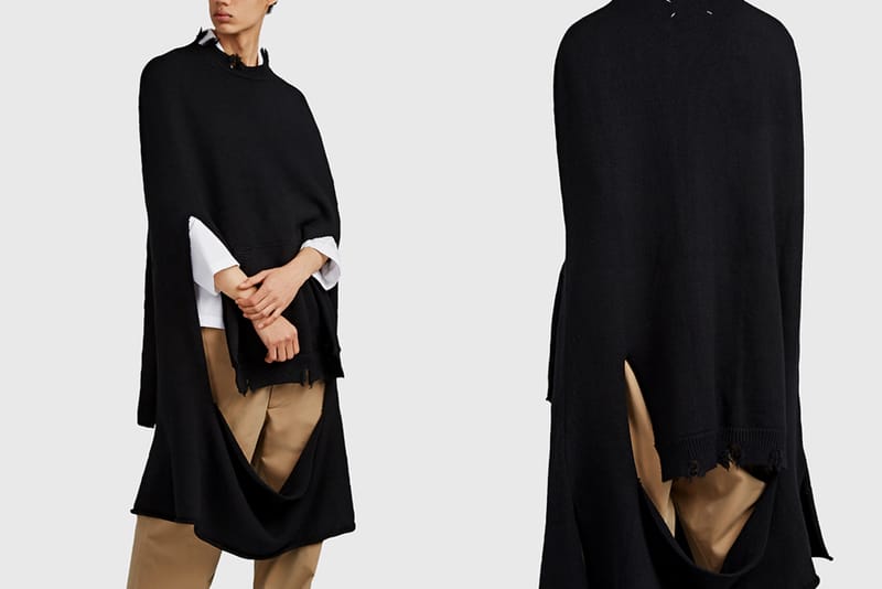 Maison Margiela Turns the Simple Black Sweater Into a Distressed Cape