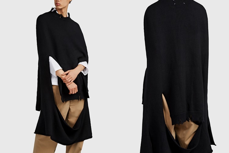 Maison Margiela Turns the Simple Black Sweater Into a Distressed Cape