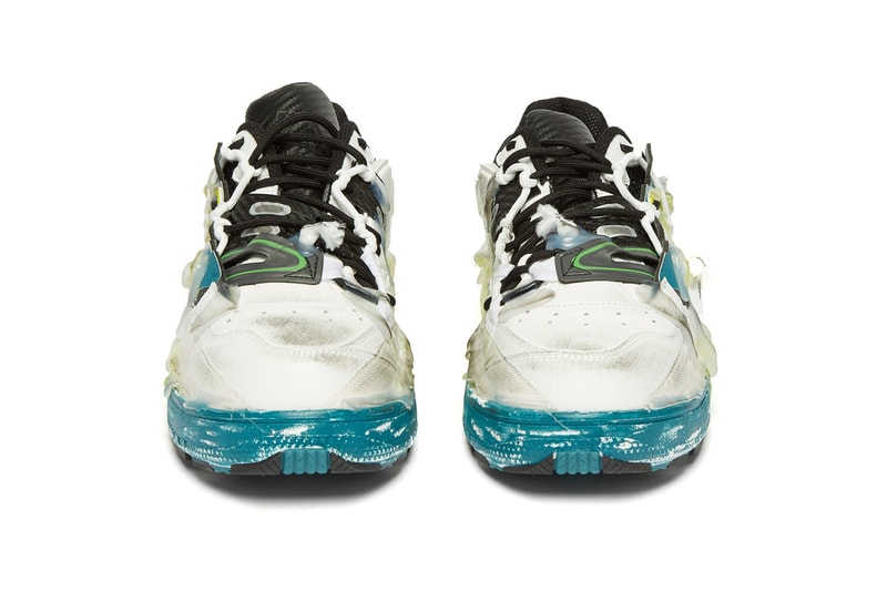 Maison Margiela Fusion Sneakers "White/Yellow/Turquoise" Glue Rubber Distressed Carbon Fibre leather mesh trainers MATCHESFASHION.com Cop Online Now Drop Release Information High End 