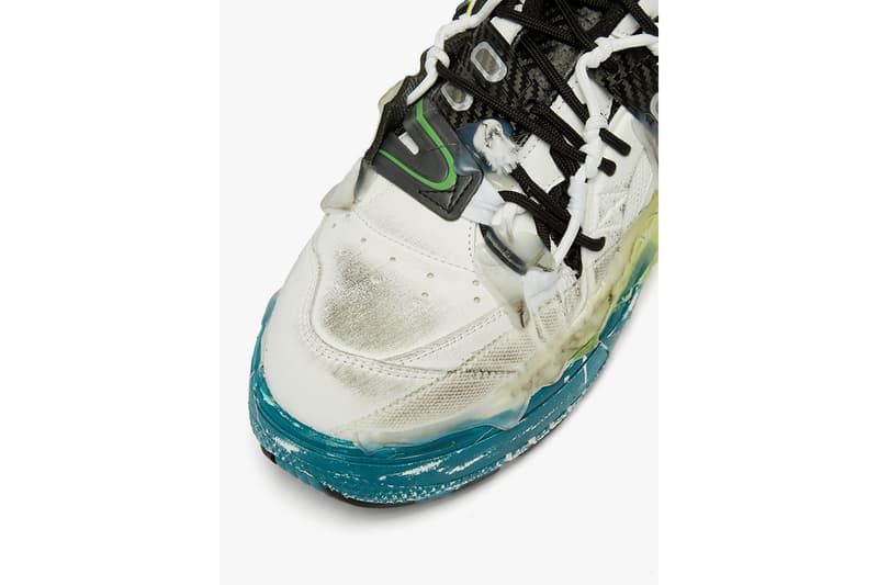 Maison Margiela Fusion Sneakers "White/Yellow/Turquoise" Glue Rubber Distressed Carbon Fibre leather mesh trainers MATCHESFASHION.com Cop Online Now Drop Release Information High End 